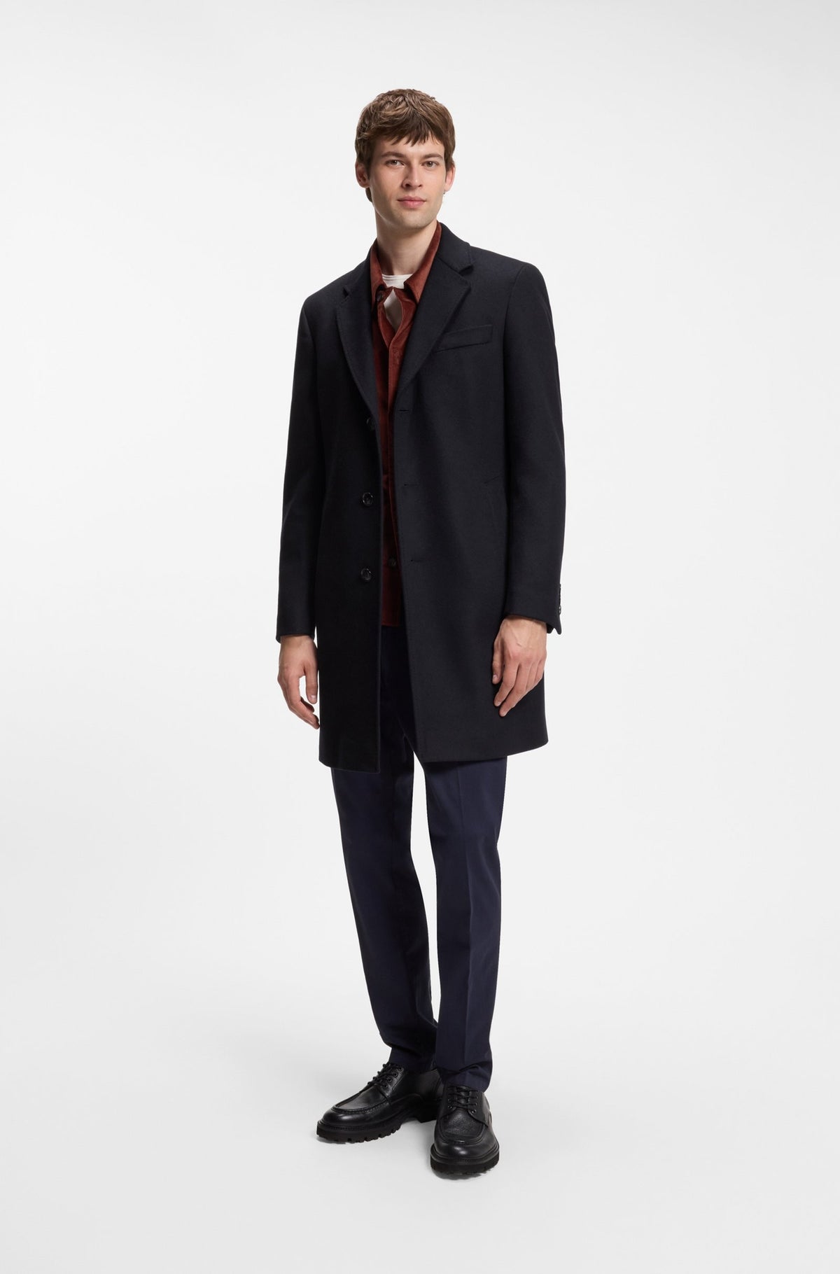 Cappotto formale slim fit in lana con cashmere<BR/> 50571557 404 HUGO BOSS 