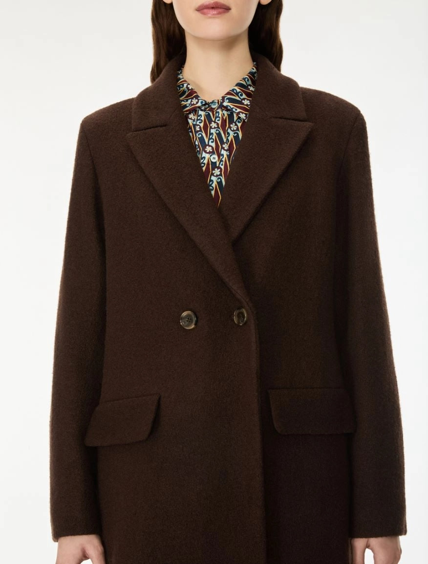 CAPPOTTO IN LANA COTTA<BR/>Marrone IBLABITURO 004 IBLUES 