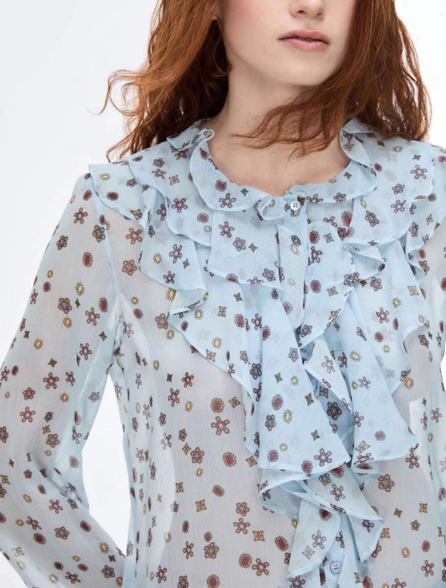 CAMICIA STAMPATA<BR/>Azzurro IBLAEROSI 008 IBLUES 