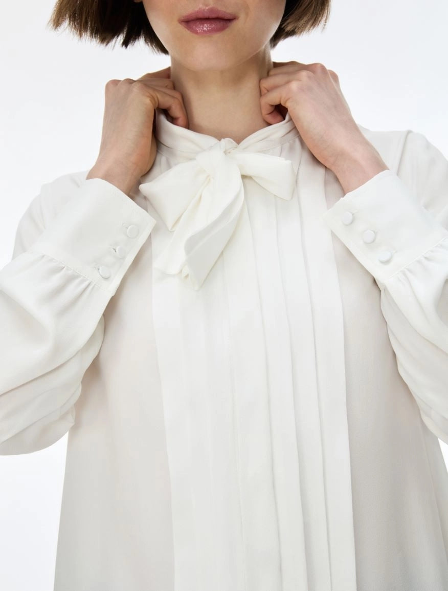 CAMICIA IN MISTO SETA<BR/>Bianco IBLCLASSE 001 IBLUES 