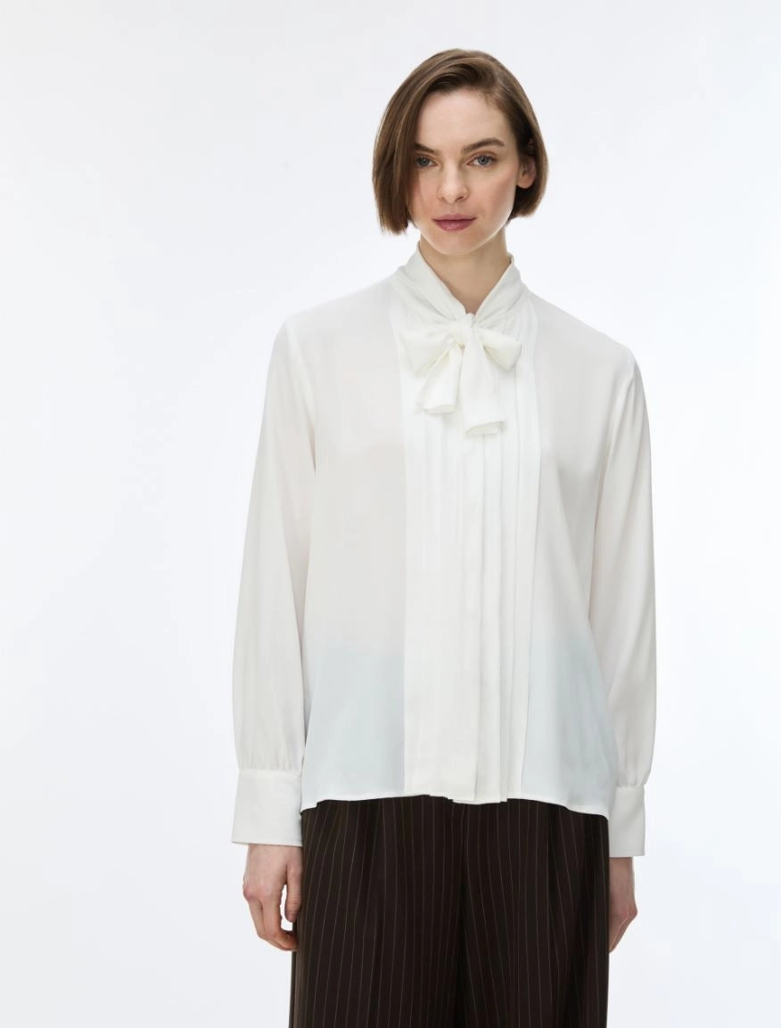 CAMICIA IN MISTO SETA<BR/>Bianco IBLCLASSE 001 IBLUES 