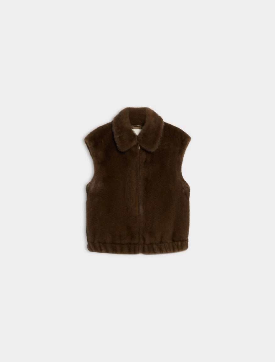 GILET FLUFFY<BR/>Marrone IBLEPOCHE 001 IBLUES 