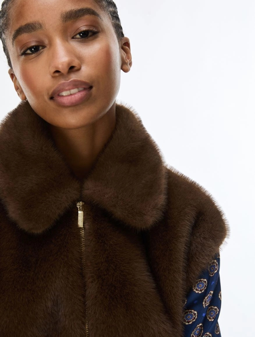 GILET FLUFFY<BR/>Marrone IBLEPOCHE 001 IBLUES 