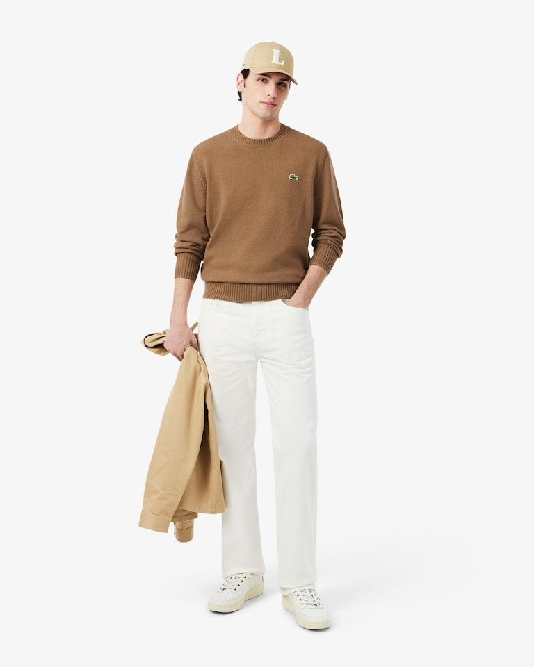 Maglione a girocollo in lana cardata AH2916 SIX LACOSTE 
