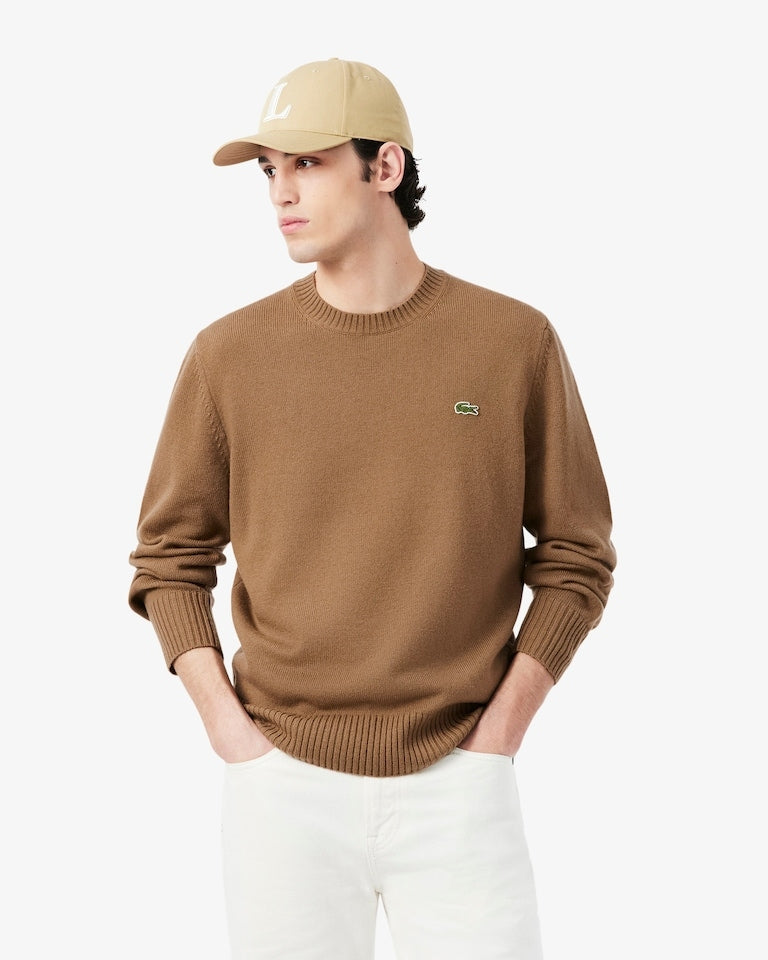 Maglione a girocollo in lana cardata AH2916 SIX LACOSTE 