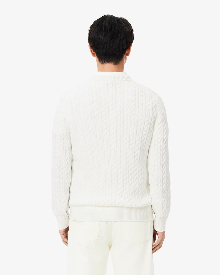 Pullover di cotone in maglia a trecce<BR/><BR/> AH7627 X0N LACOSTE 
