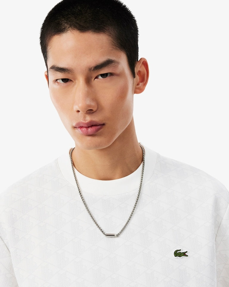 T-shirt slim fit con monogramma jacquard<BR/><BR/> TH1197 4IW LACOSTE 
