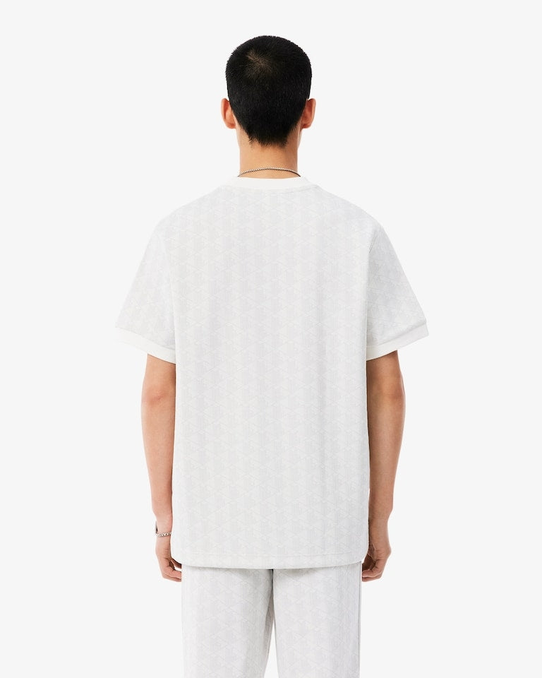 T-shirt slim fit con monogramma jacquard<BR/><BR/> TH1197 4IW LACOSTE 