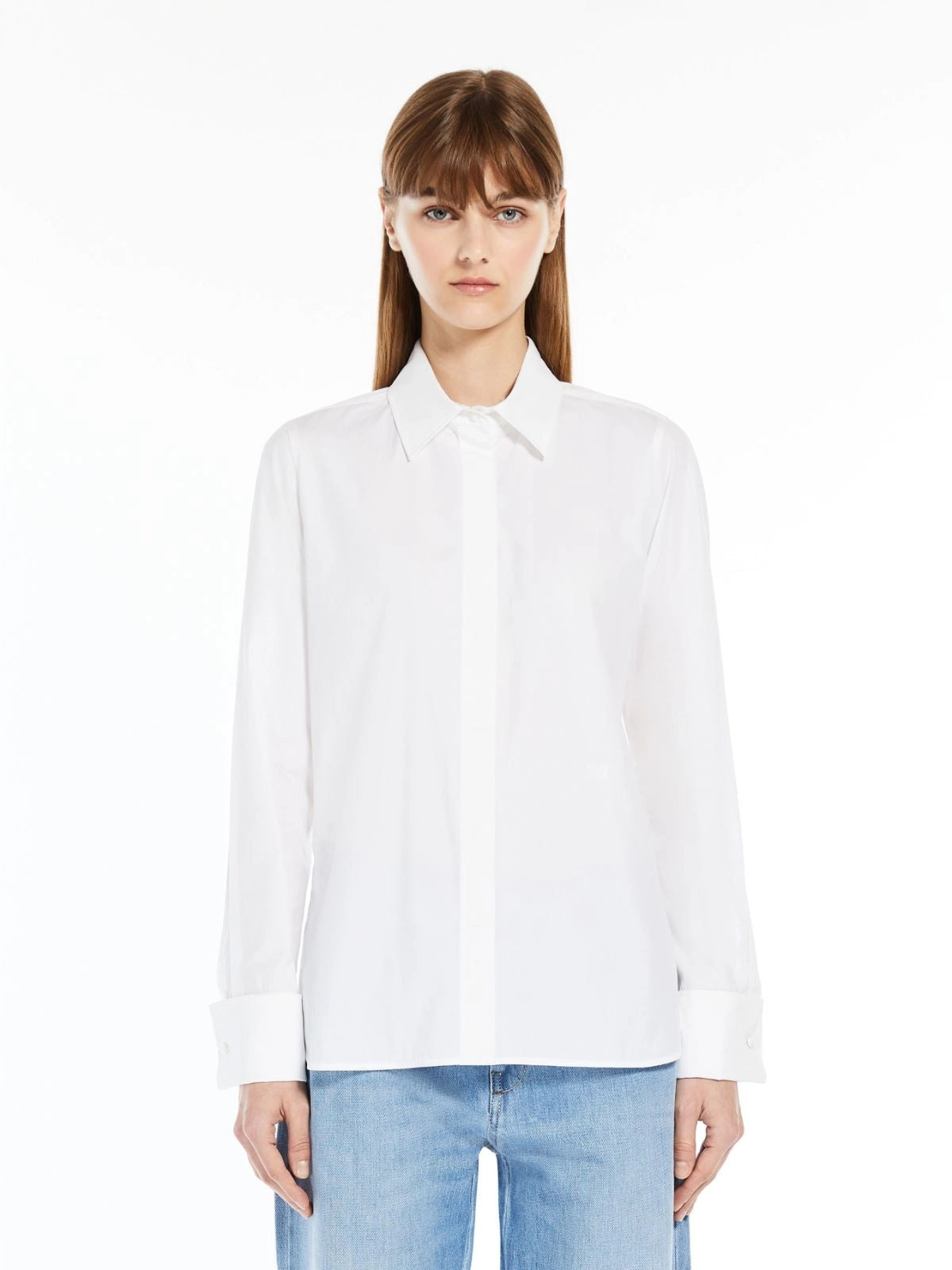 MAX MARA<BR/>Camicia in cotone con logo - Bianco ottico KNUT 001 MAX MARA 
