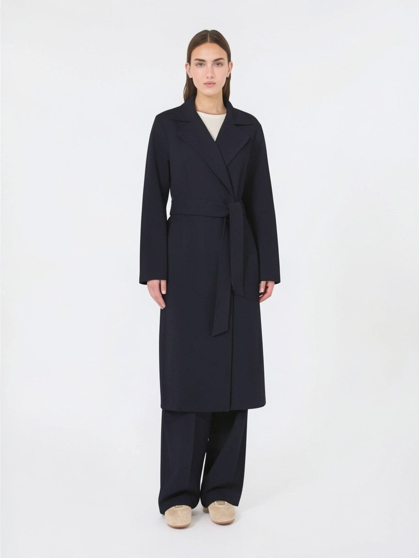 STUDIO<BR/>Cappotto lungo a vestaglia in lana, cachemire e seta -blu MSTCLES 006 MAX MARA 