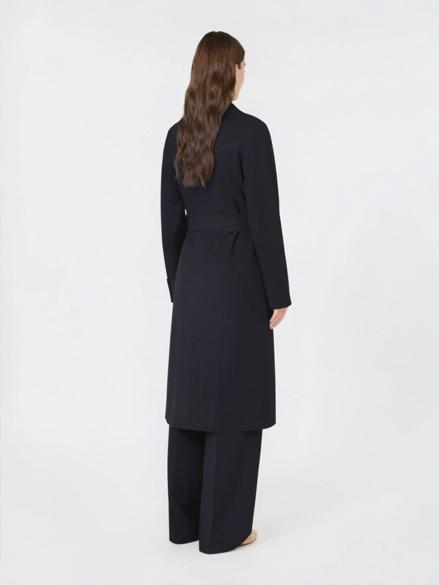 STUDIO<BR/>Cappotto lungo a vestaglia in lana, cachemire e seta -blu MSTCLES 006 MAX MARA 