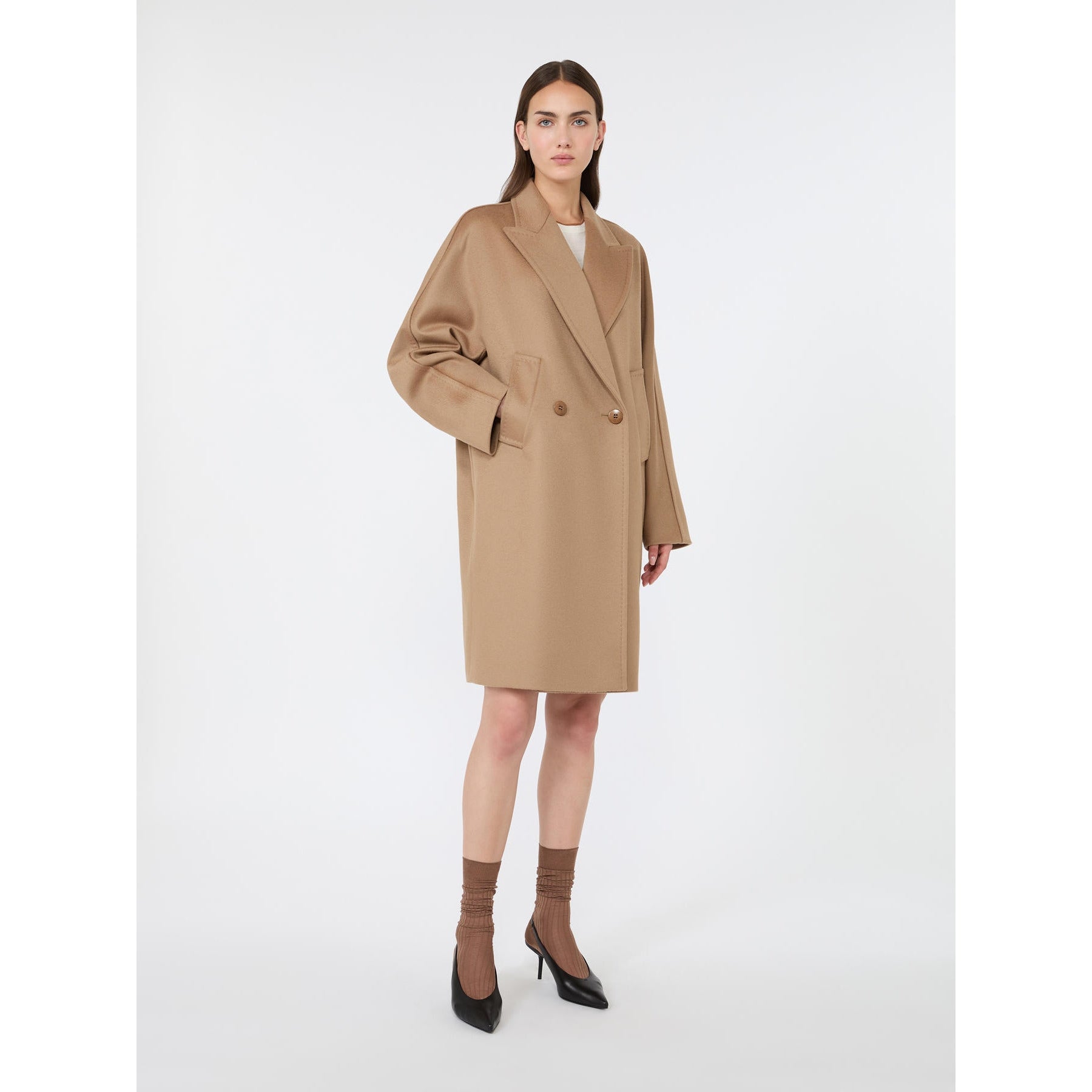 STUDIO<BR/>Cappotto doppiopetto in drap di lana - Cammello MSTMASTRO 006 MAX MARA 