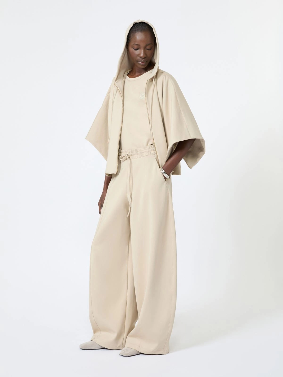 MAX MARA<BR/>Maglia boxy in jersey tecnico di cotone - Roccia MXMFIDATO 005 MAX MARA 