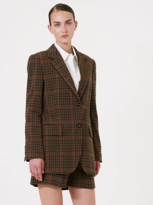 MAX MARA<BR/>Blazer monopetto in jersey Principe di Galles - Cuoio MXMGALOSCE 002 MAX MARA 