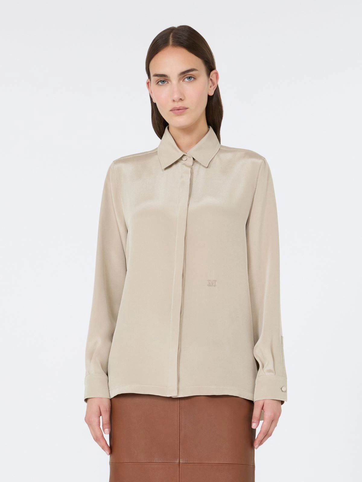 MAX MARA<BR/>Camicia in crêpe de Chine di seta - Roccia MXMGERANIO 007 MAX MARA 