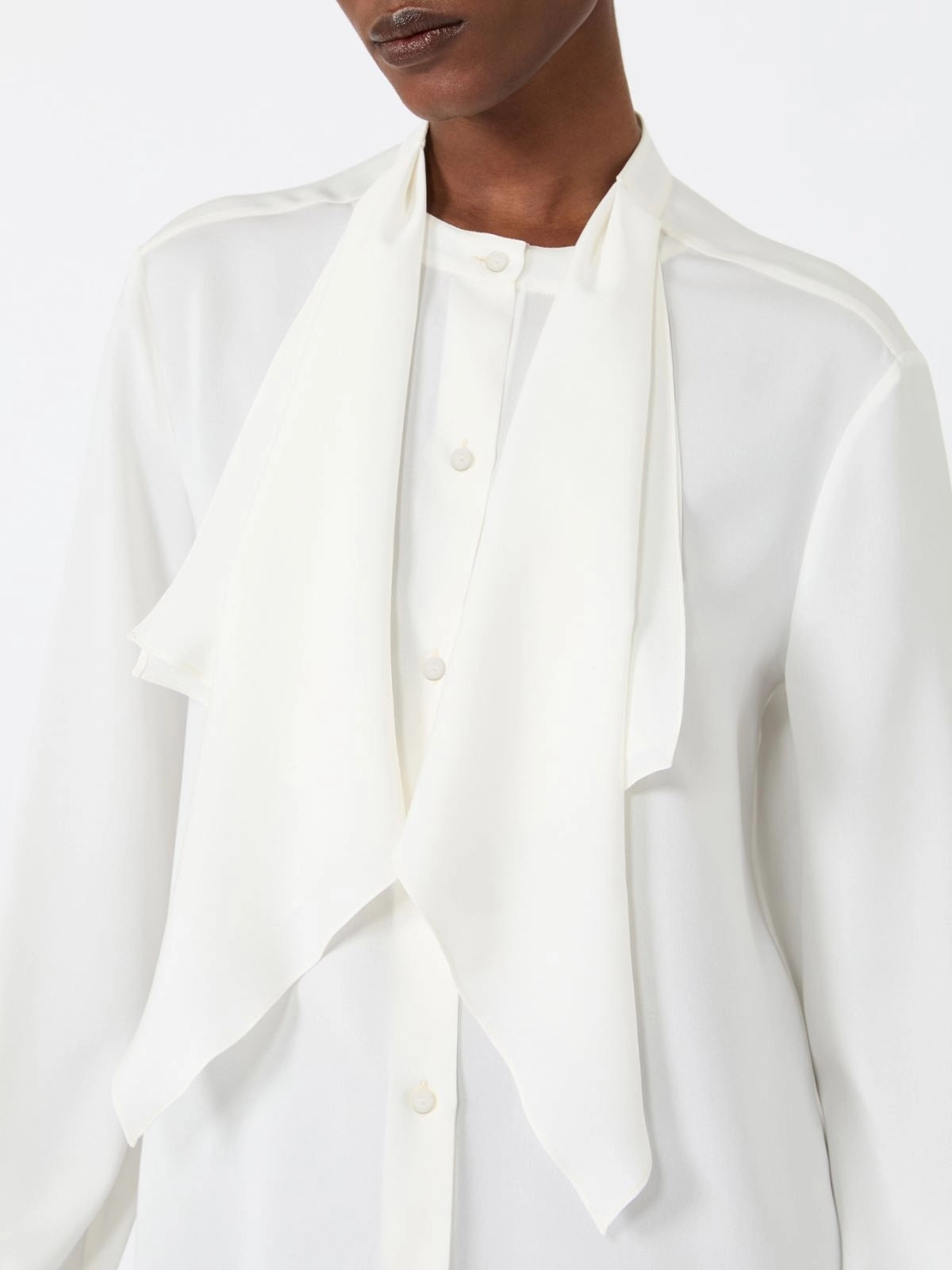 MAX MARA<BR/>Camicia in charmeuse di seta con volant - Seta MXMLECCIO 001 MAX MARA 