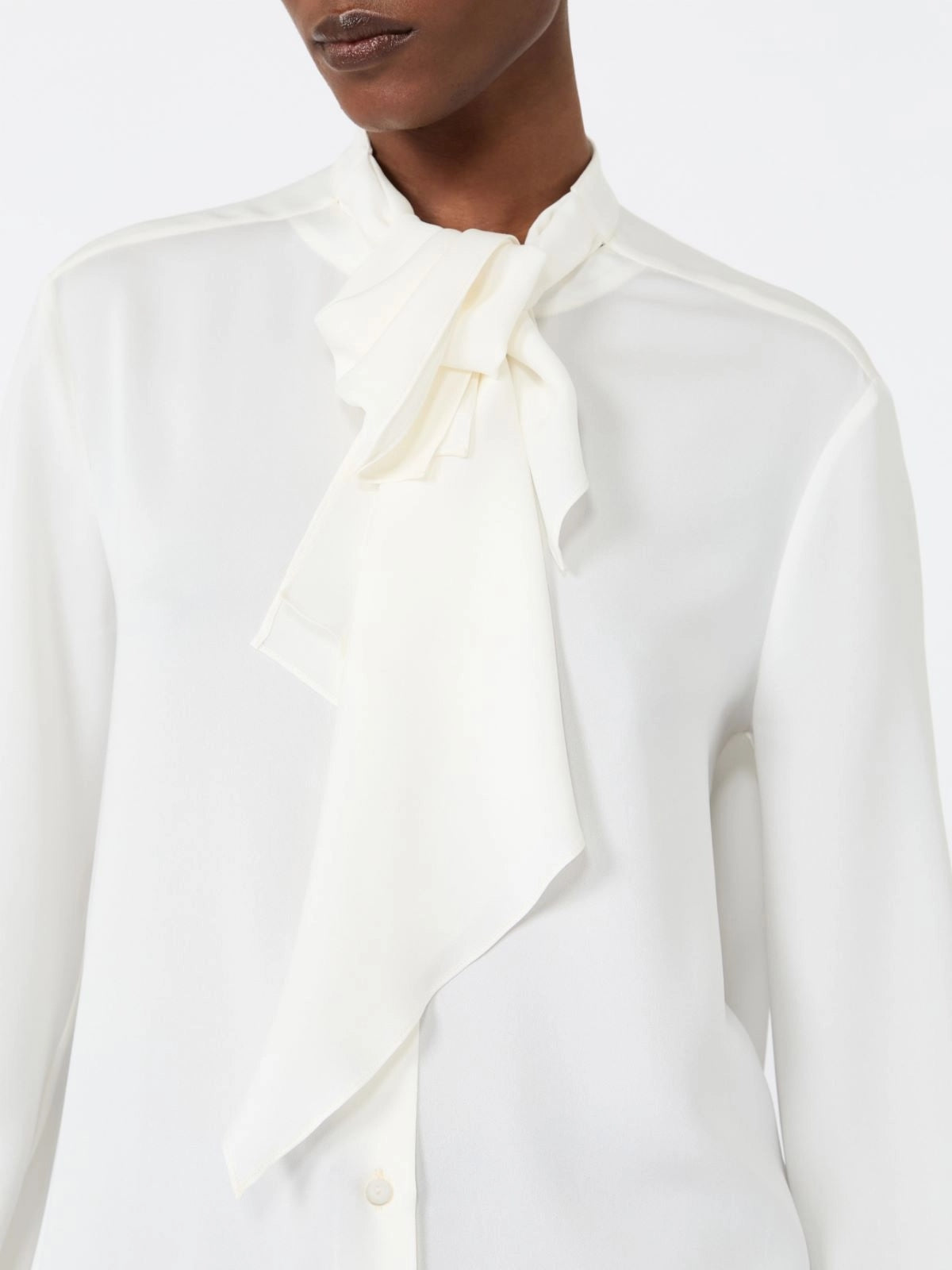 MAX MARA<BR/>Camicia in charmeuse di seta con volant - Seta MXMLECCIO 001 MAX MARA 