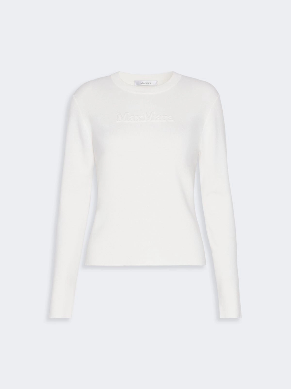 MAX MARA<BR/>Maglia in filato di lana con logo a rilievo - Bianco MXMMANTO 001 MAX MARA 