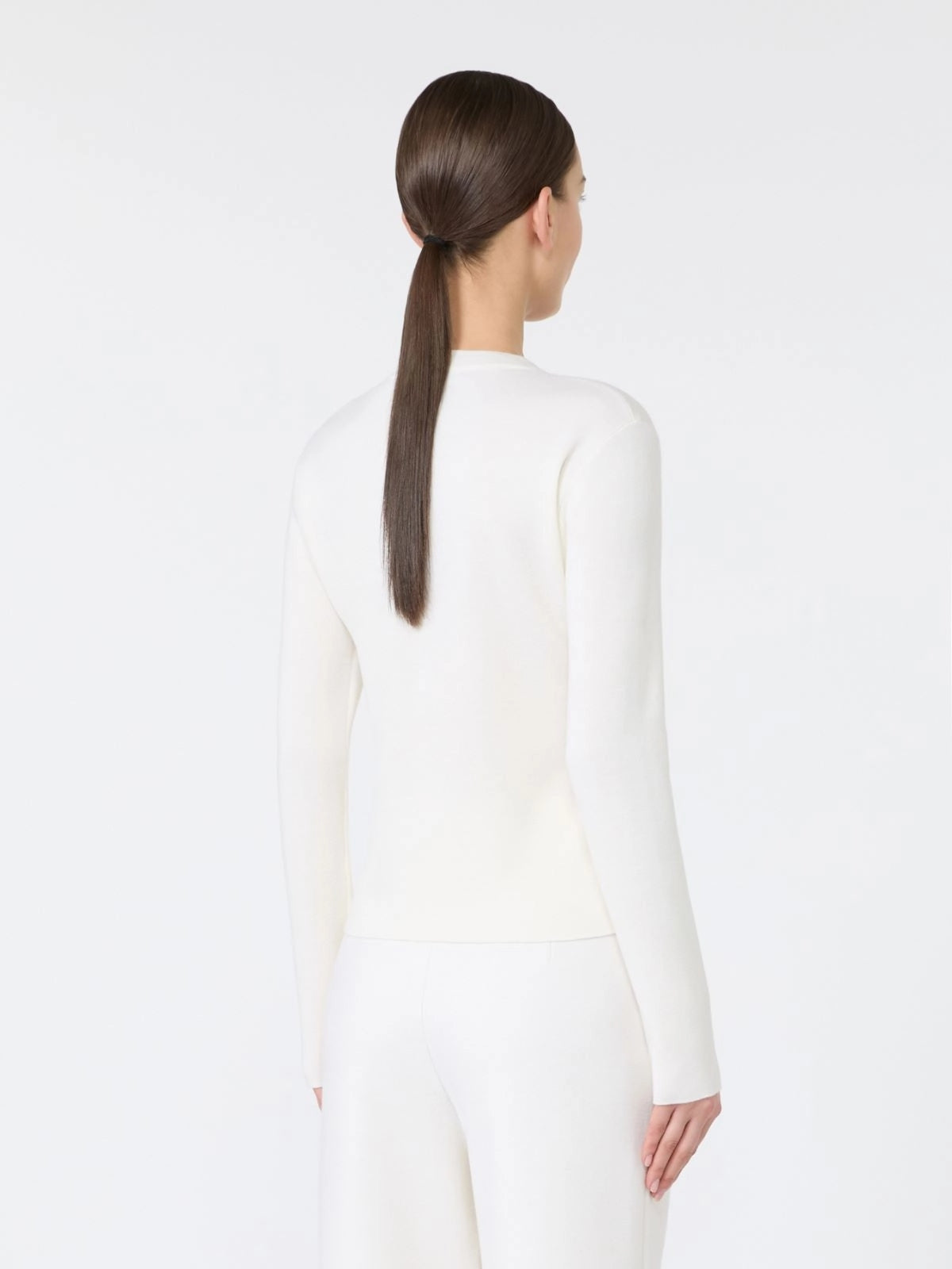MAX MARA<BR/>Maglia in filato di lana con logo a rilievo - Bianco MXMMANTO 001 MAX MARA 