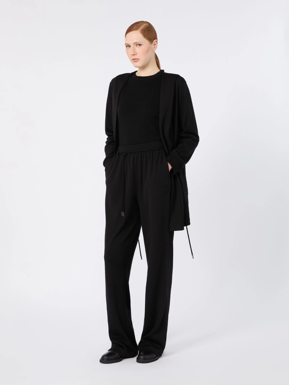 MAX MARA<BR/>Maglia in filato di lana con logo a rilievo - Nero MXMMANTO 003 MAX MARA 