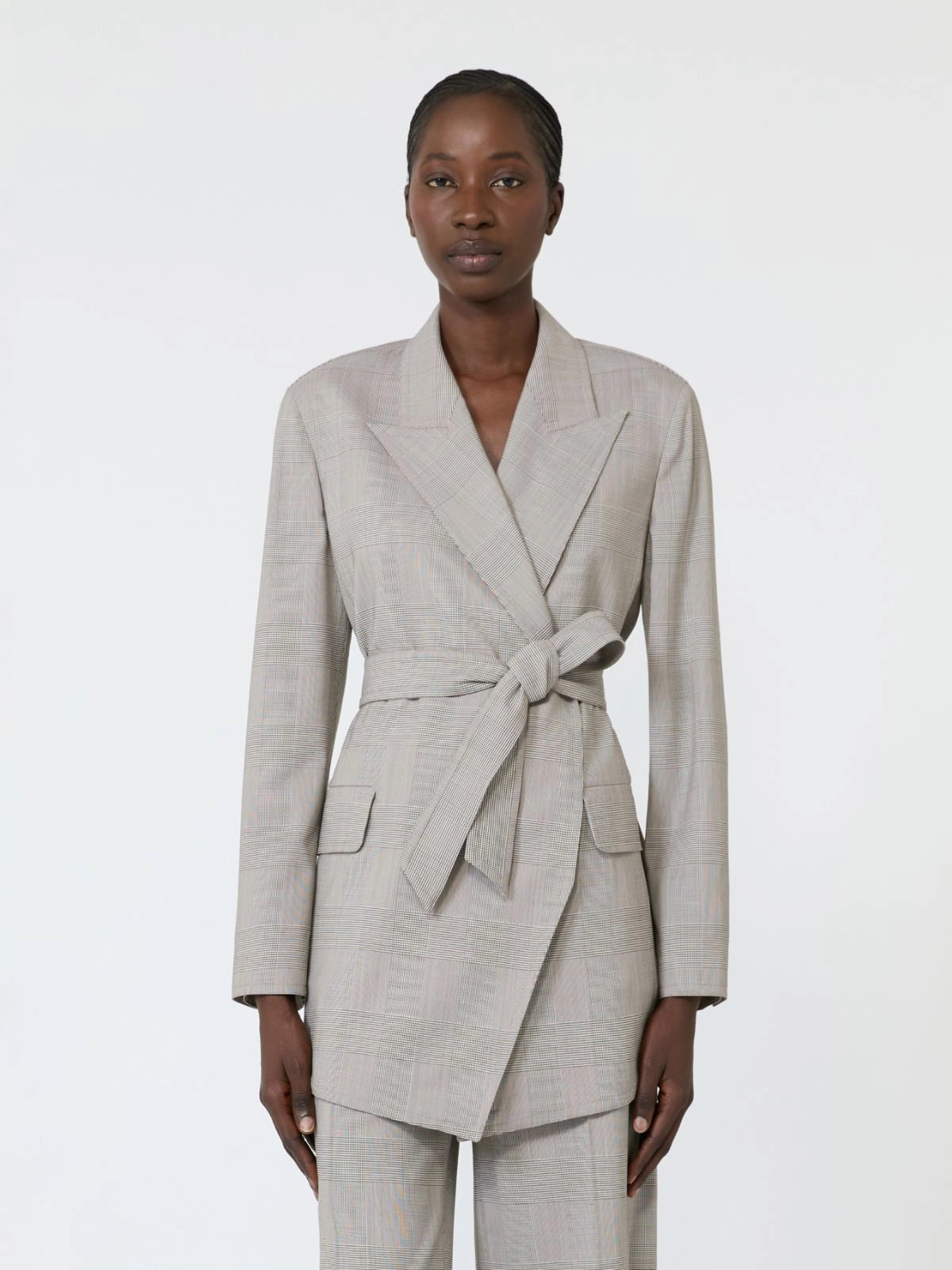MAX MARA<BR/>Giacca a vestaglia in lana Principe di Galles - Verde oliva MXMNASELLO 003 MAX MARA 