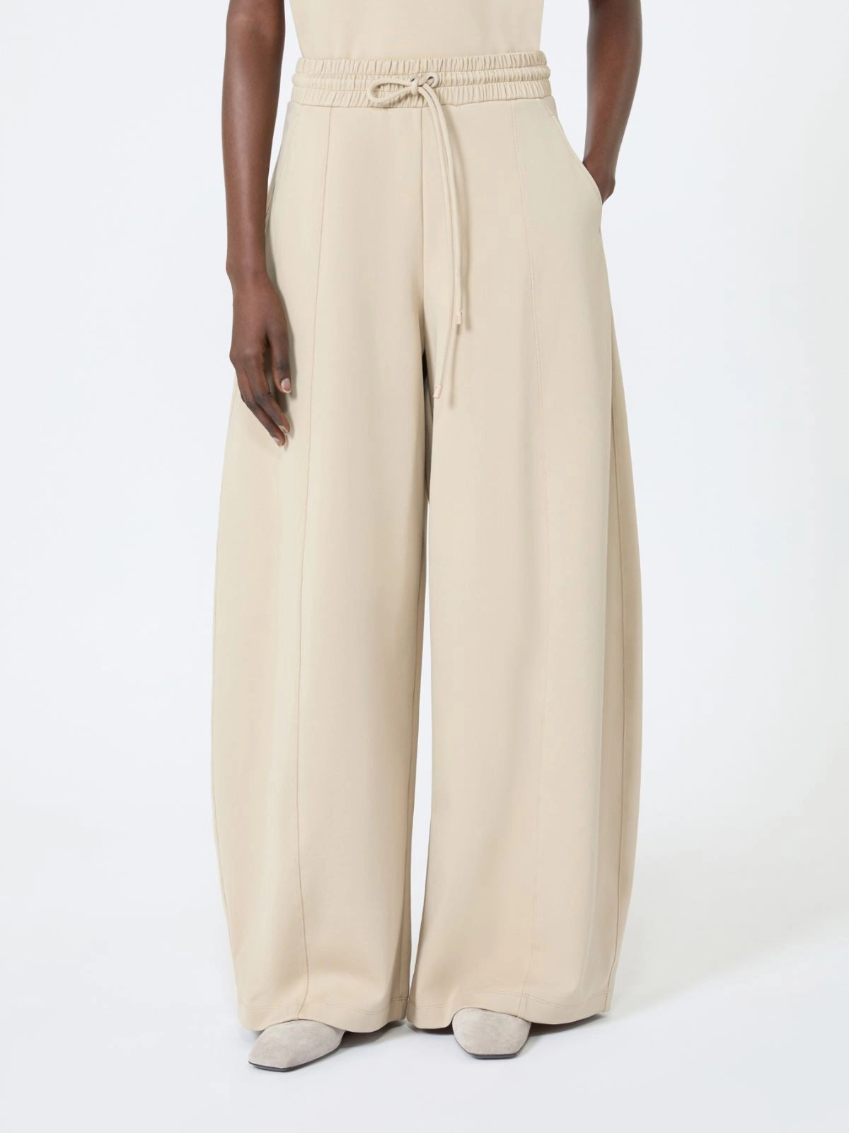 MAX MARA<BR/>Pantalone barrel leg in jersey tecnico di cotone - Roccia MXMOLMO 005 MAX MARA 