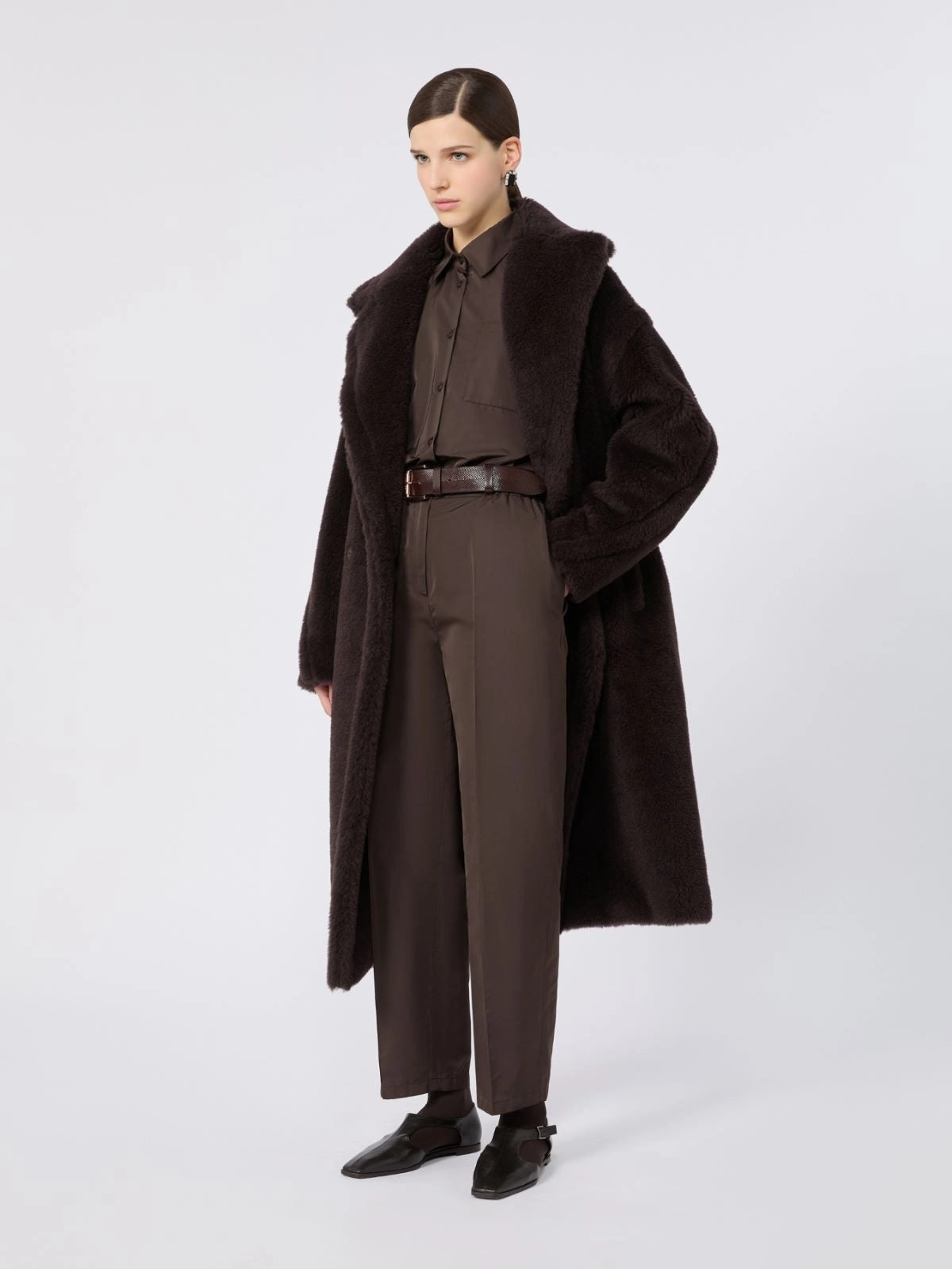 MAX MARA<BR/>Teddy Bear Icon Coat in alpaca e lana - Marrone scuro TEDGIRL 014 MAX MARA 