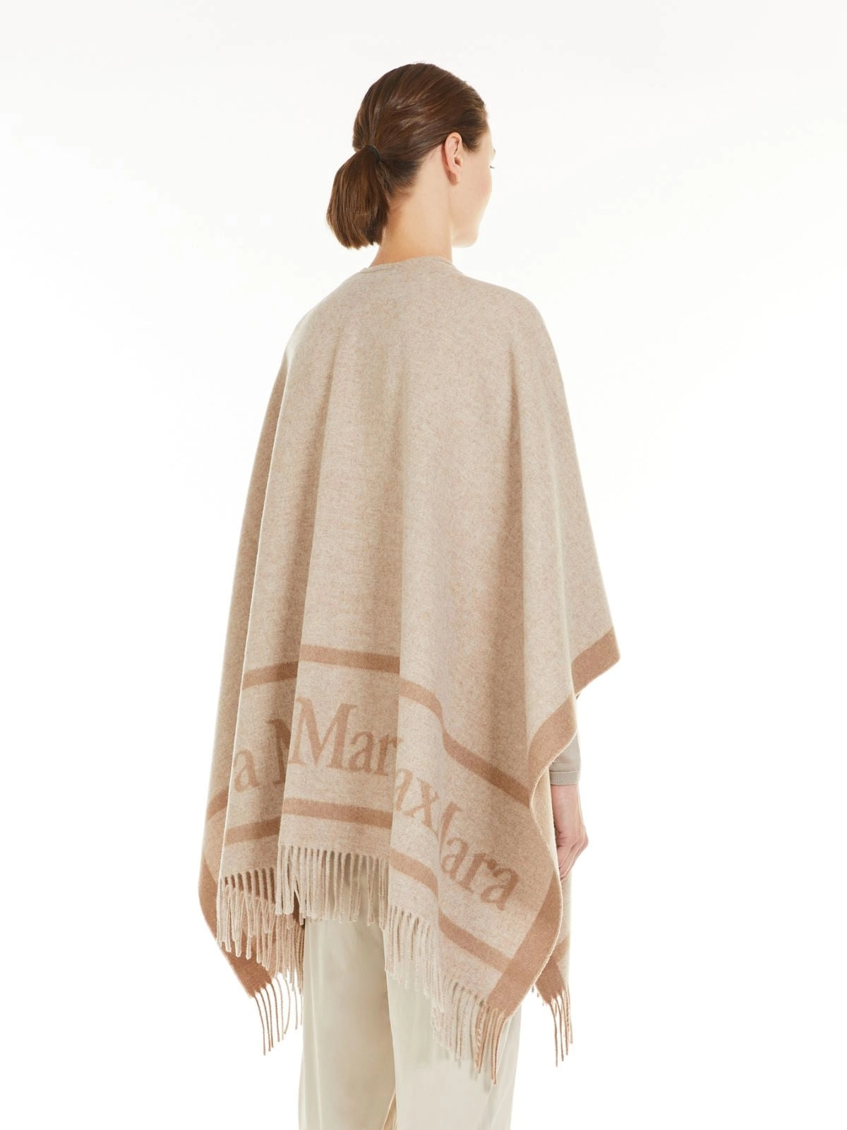 MAXMARA ACCESSORI<BR/>Poncho in lana jacquard - Beige HILDE 001 MAX MARA ACCESSORI 