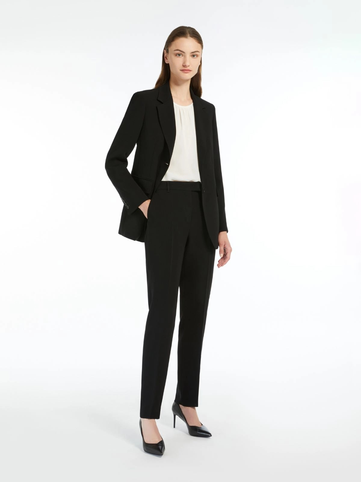 STUDIO<BR/>Pantalone dritto in cady - Nero JERTA 001 MAX MARA STUDIO 