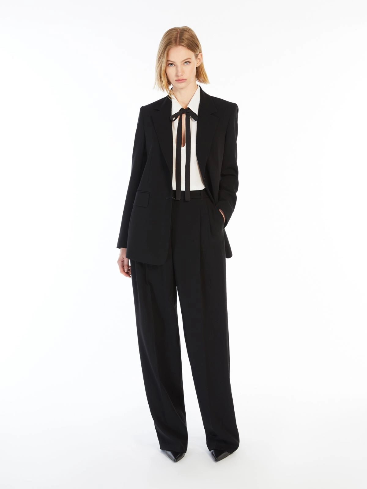 STUDIO<BR/>Blazer monopetto in cady - Nero LINZ 001 MAX MARA STUDIO 