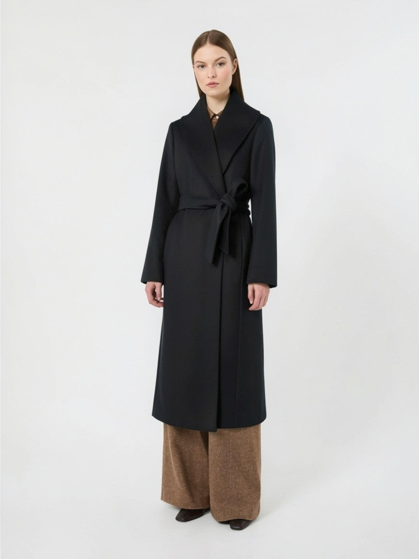 STUDIO<BR/>Cappotto lungo a vestaglia in cachemire- nero MSTARDEA 010 MAX MARA STUDIO 