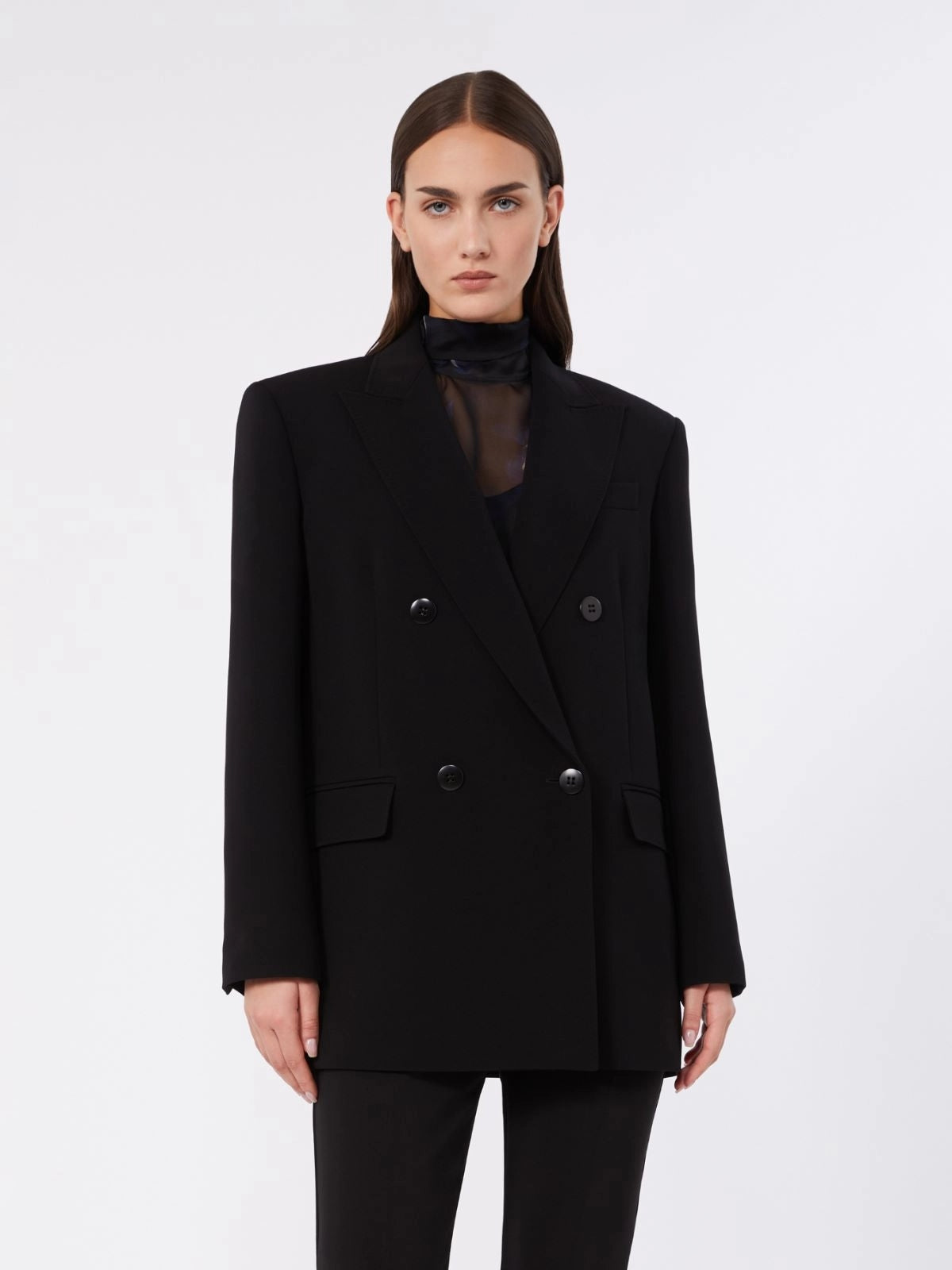 STUDIO<BR/>Giacca doppiopetto in cady - Nero MSTBAOBAB 001 MAX MARA STUDIO 
