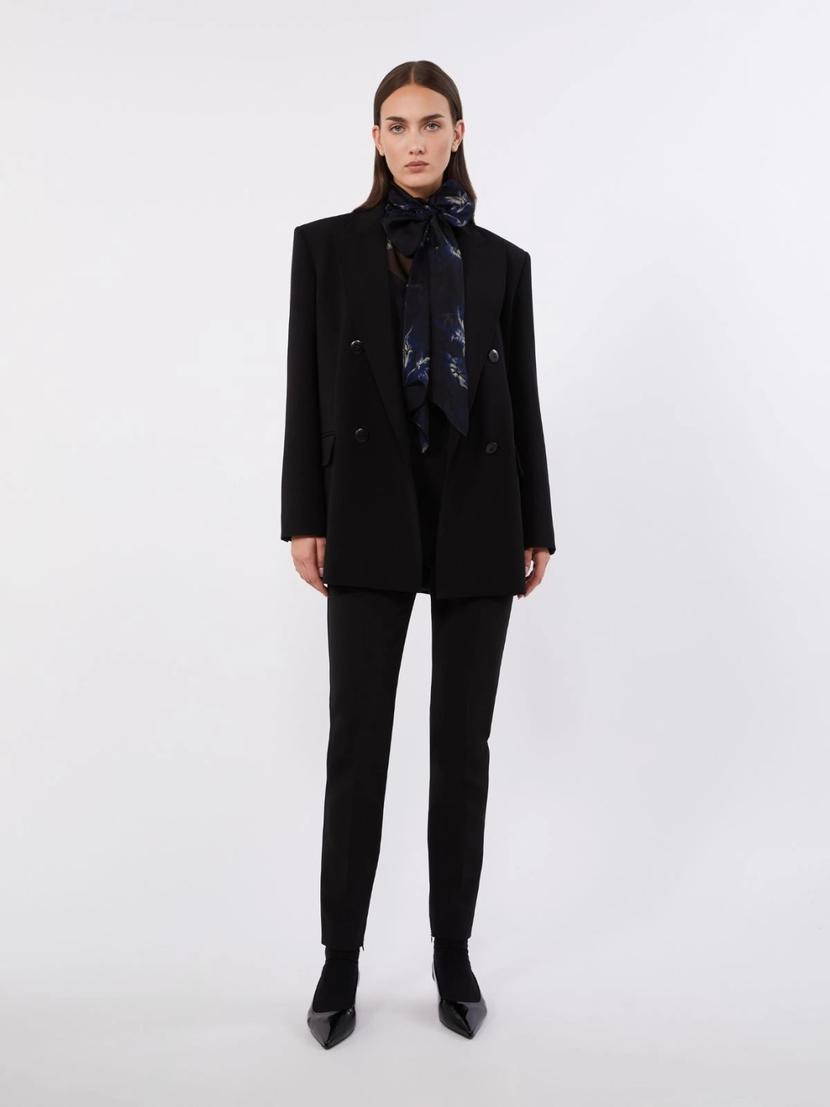 STUDIO<BR/>Giacca doppiopetto in cady - Nero MSTBAOBAB 001 MAX MARA STUDIO 