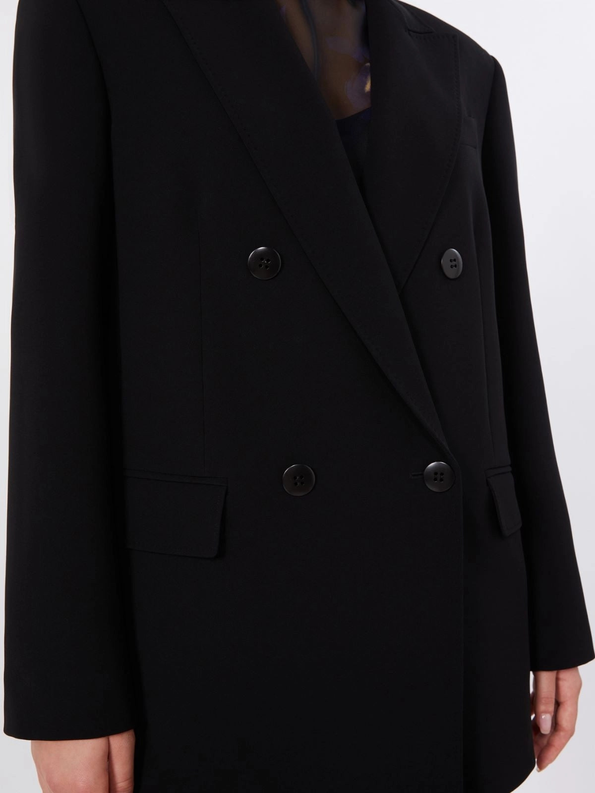 STUDIO<BR/>Giacca doppiopetto in cady - Nero MSTBAOBAB 001 MAX MARA STUDIO 