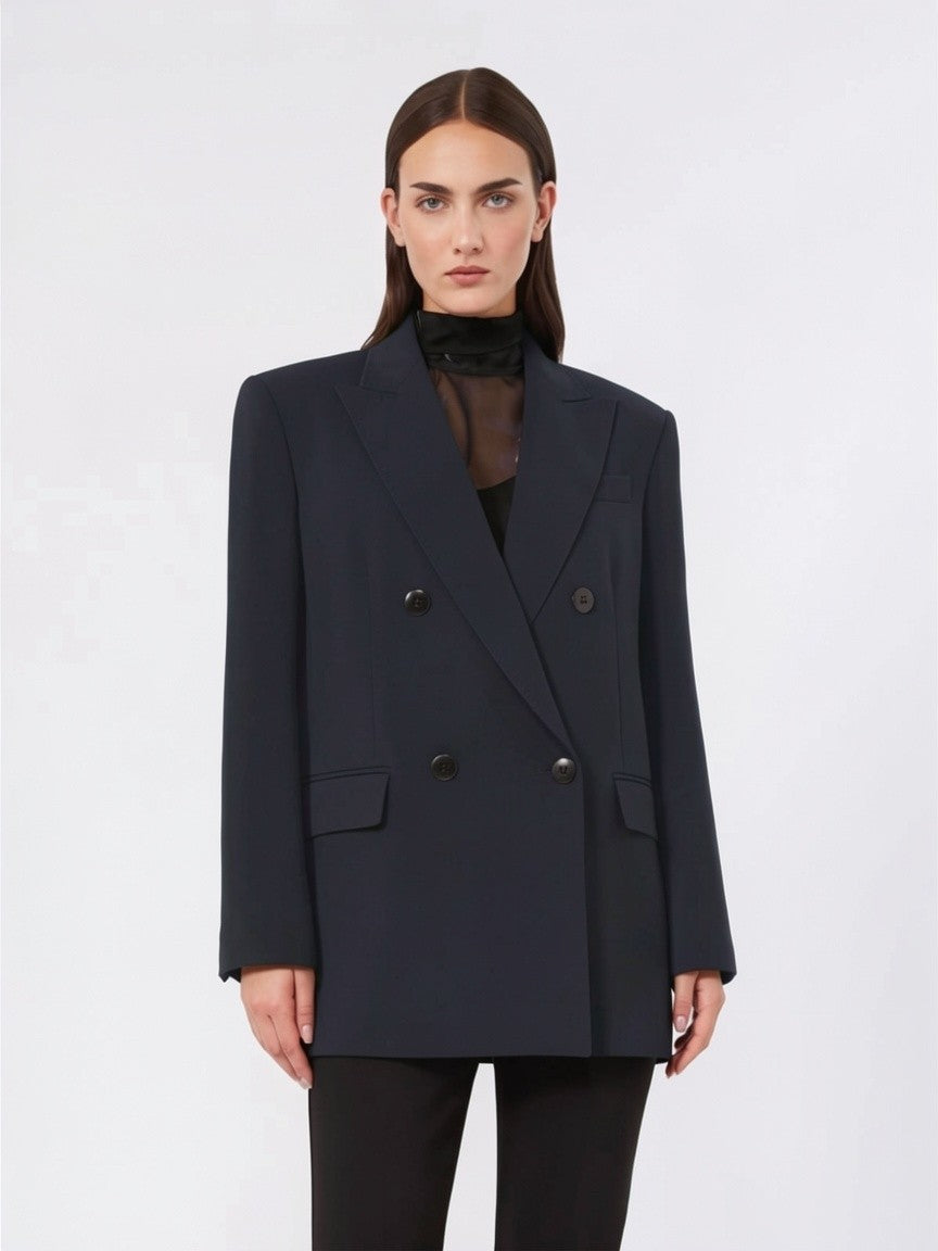 STUDIO<BR/>Giacca doppiopetto in cady - blu MSTBAOBAB 005 MAX MARA STUDIO 