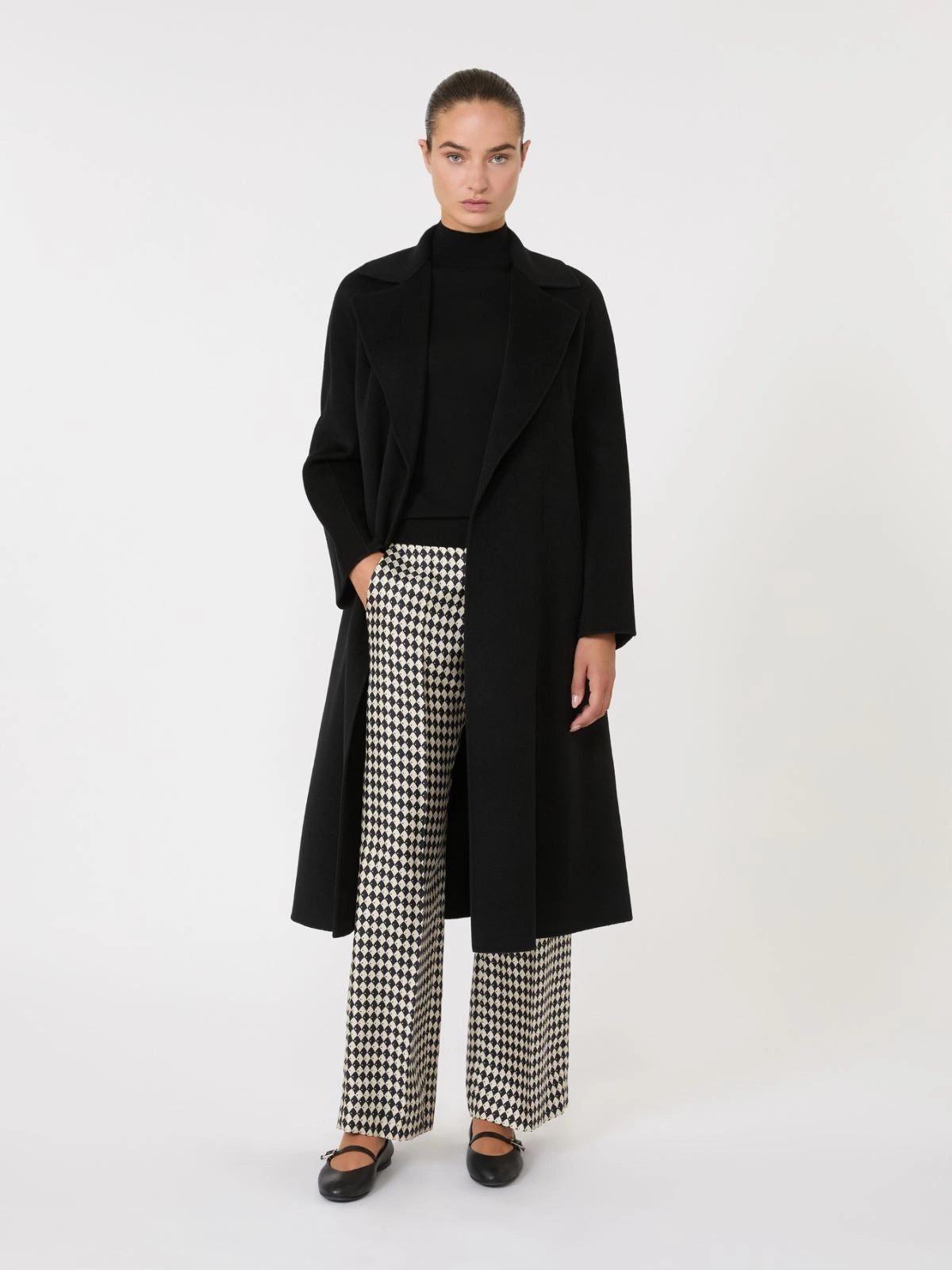 STUDIO<BR/>Cappotto lungo a vestaglia in lana, cachemire e seta - Nero MSTCLES 007 MAX MARA STUDIO 