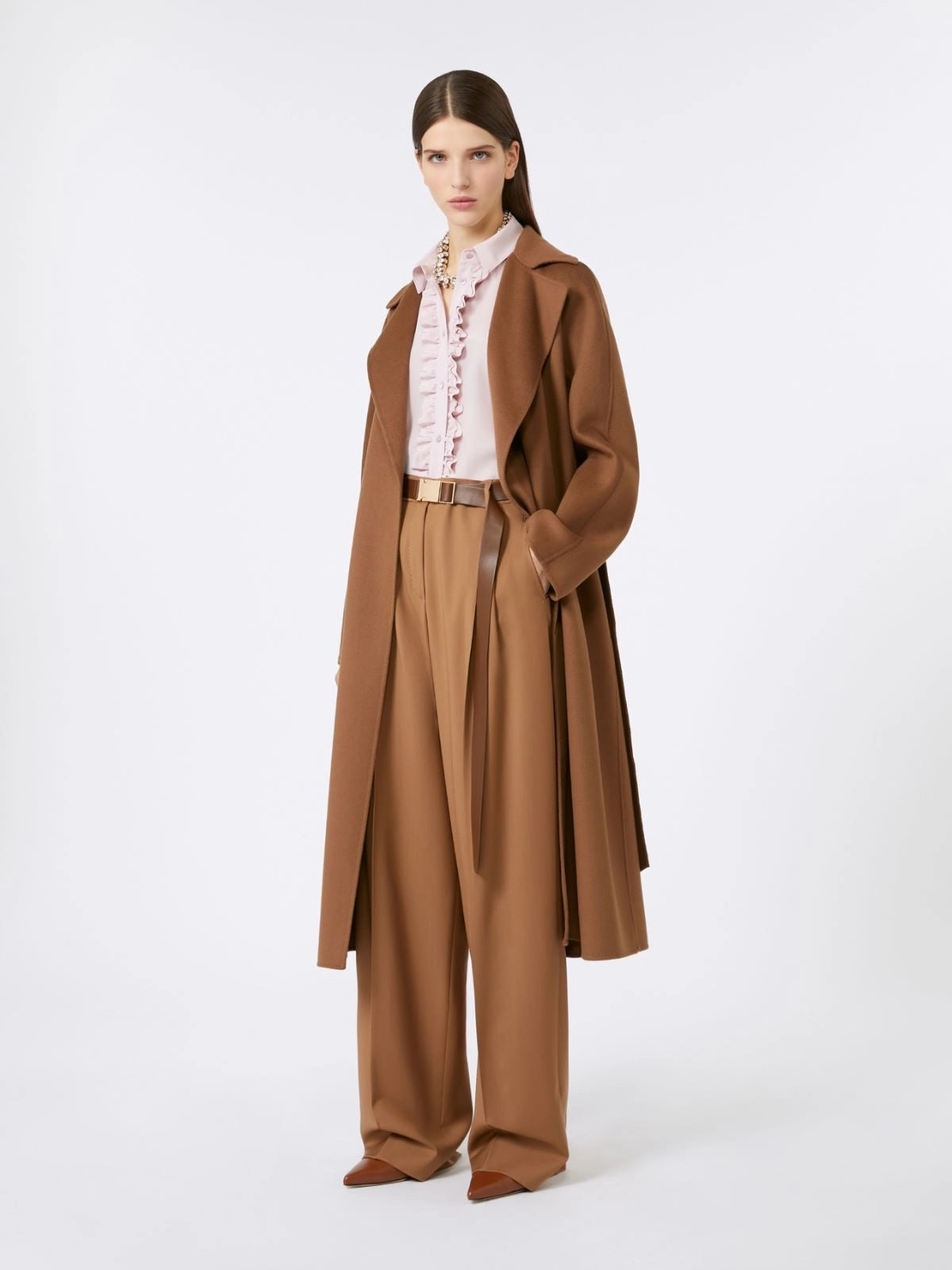STUDIO<BR/>Cappotto lungo a vestaglia in lana, cachemire e seta - Cammello MSTCLES 024 MAX MARA STUDIO 