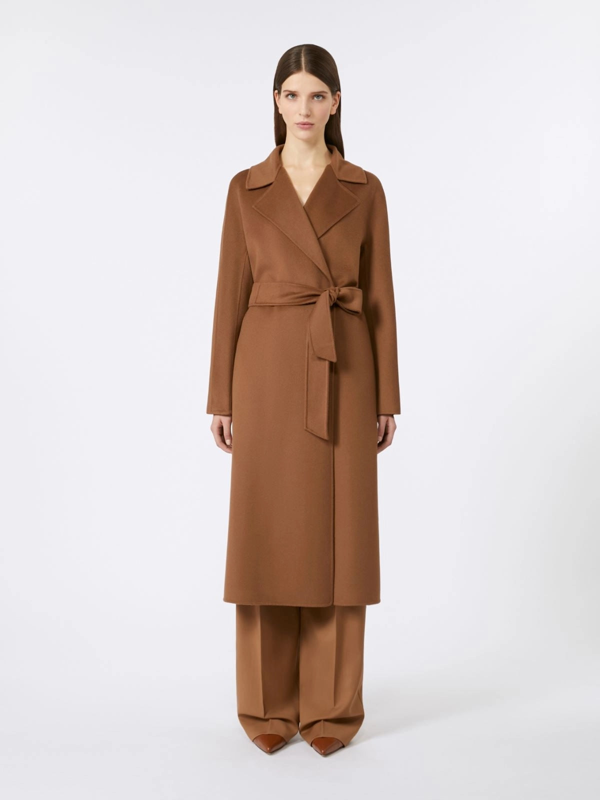 STUDIO<BR/>Cappotto lungo a vestaglia in lana, cachemire e seta - Cammello MSTCLES 024 MAX MARA STUDIO 