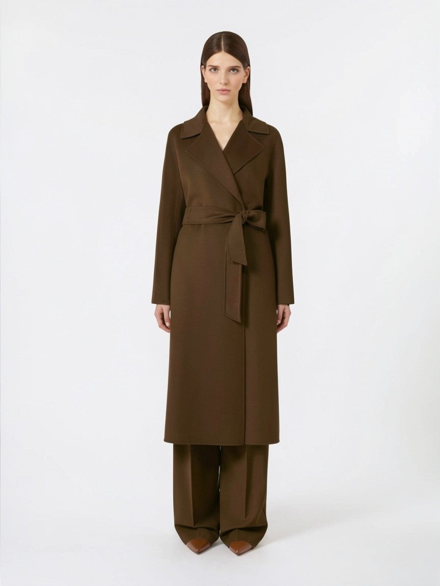 STUDIO<BR/>Cappotto lungo a vestaglia in lana, cachemire e seta - Cuoio MSTCLES 058 MAX MARA STUDIO 