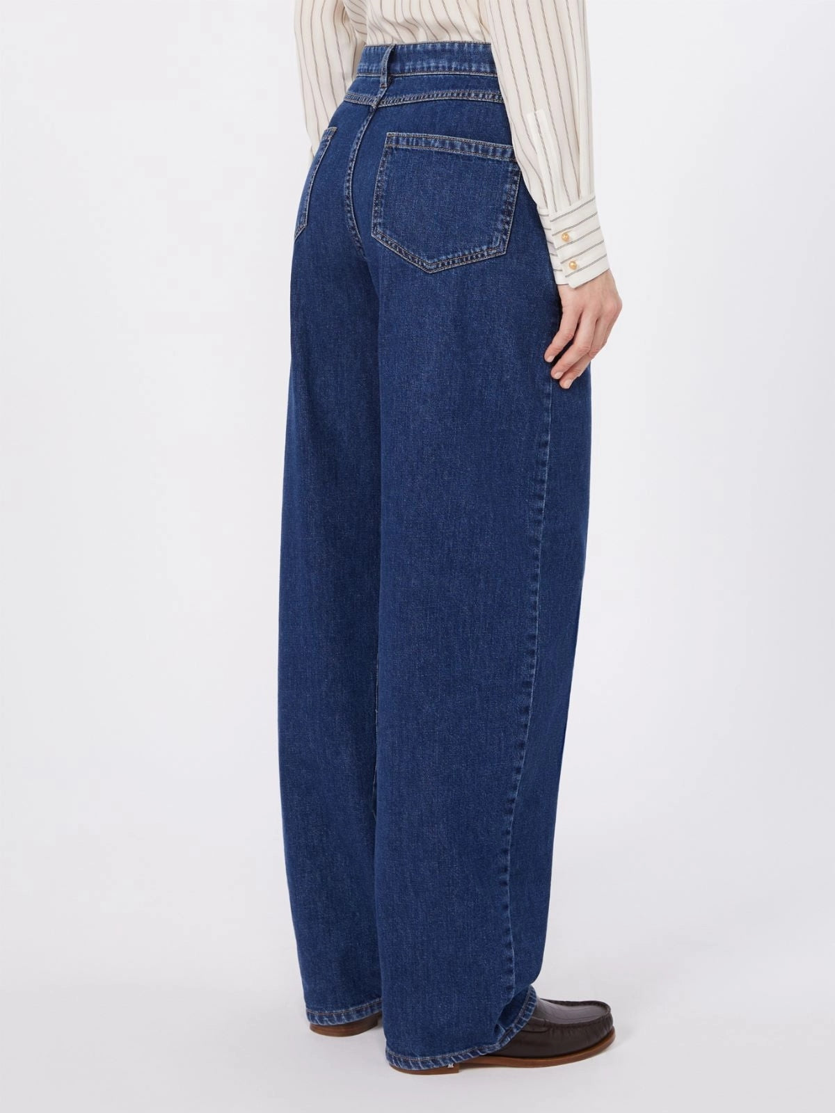 STUDIO<BR/>Pantalone barrel leg in denim - Blu MSTCONICO 002 MAX MARA STUDIO 