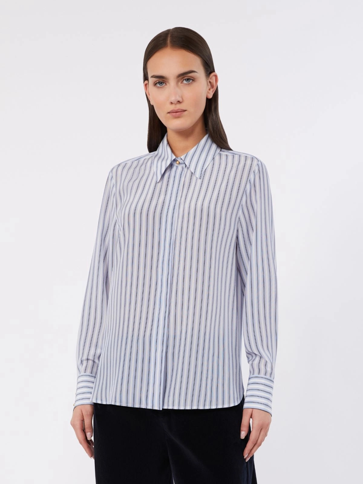 STUDIO<BR/>Camicia in seta stampata - Azzurro MSTFLIRT 003 MAX MARA STUDIO 