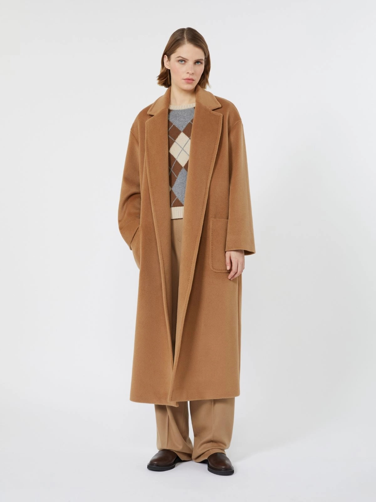 STUDIO<BR/>Cappotto lungo in beaver di lana - Cammello MSTGIAMBO 002 MAX MARA STUDIO 