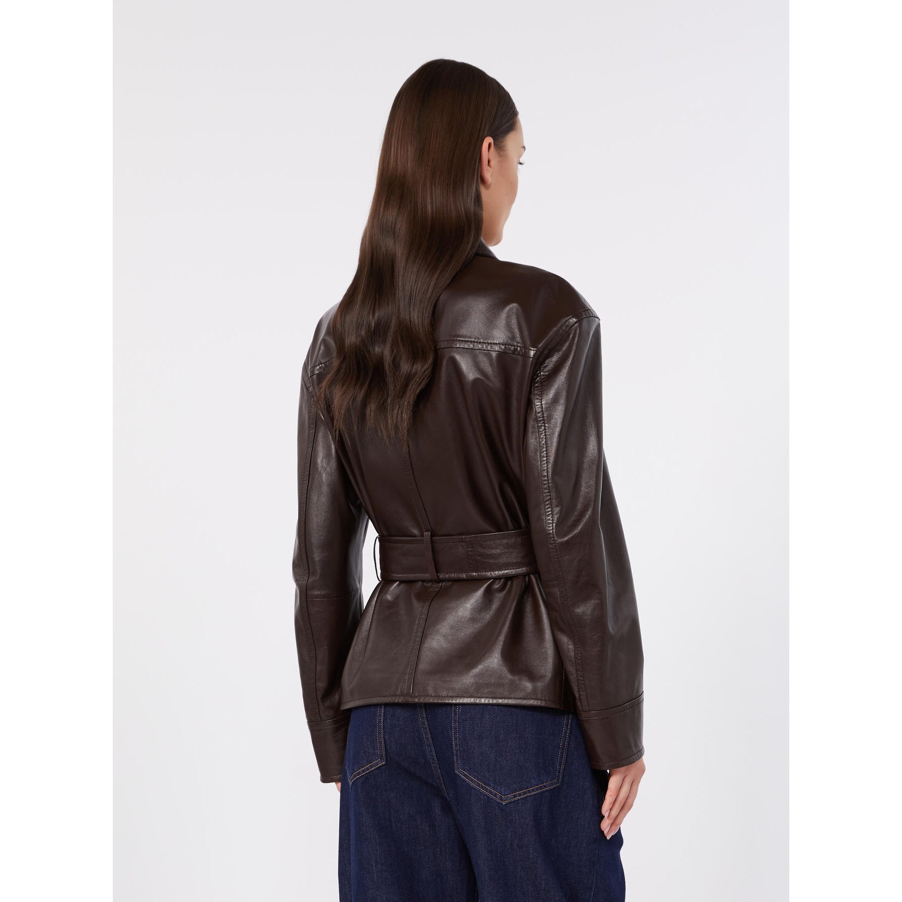 STUDIO<BR/>Giacca biker in nappa - Marrone MSTGIUSTO 003 MAX MARA STUDIO 