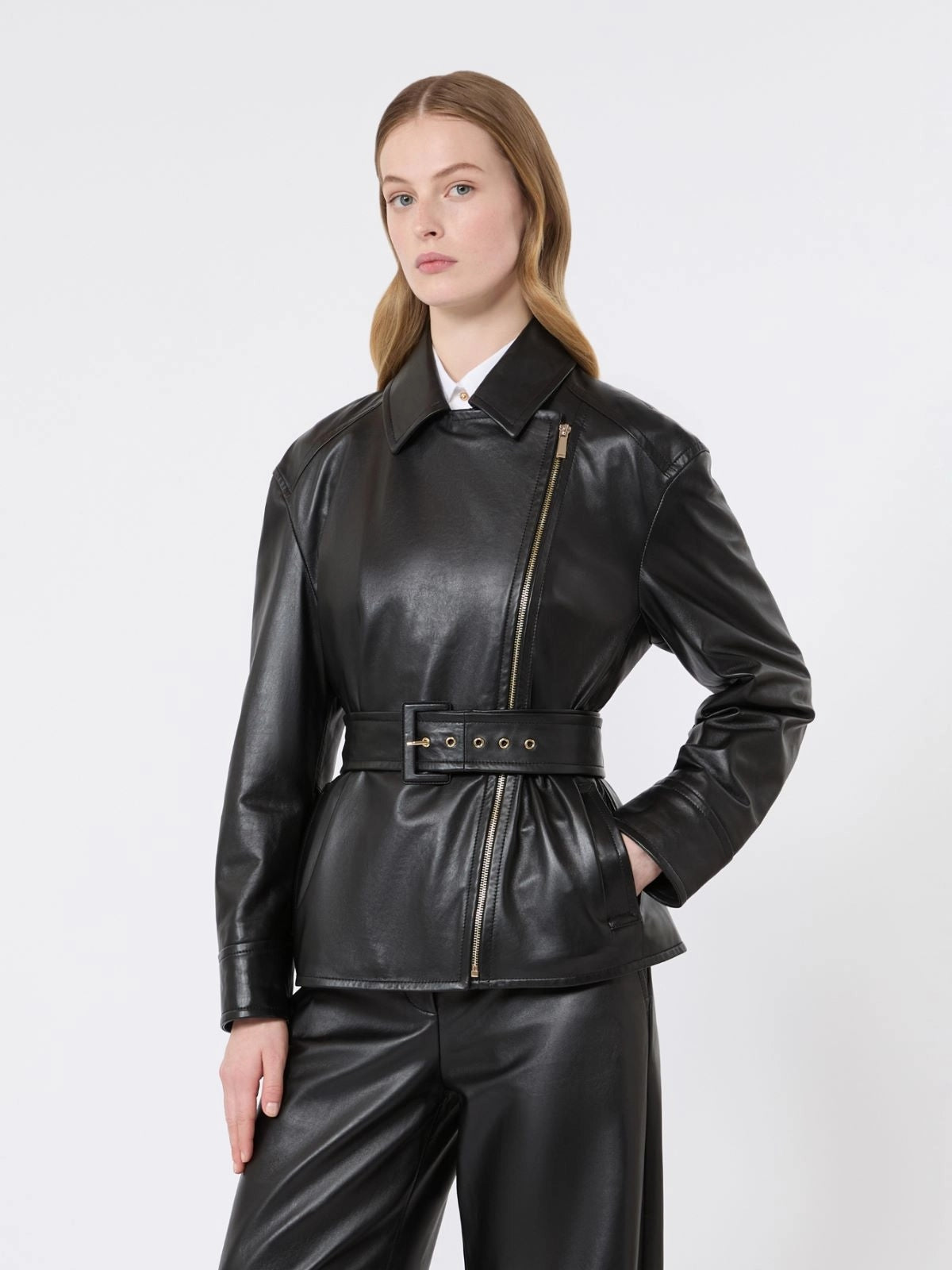 STUDIO<BR/>Giacca biker in nappa - Nero MSTGIUSTO 004 MAX MARA STUDIO 