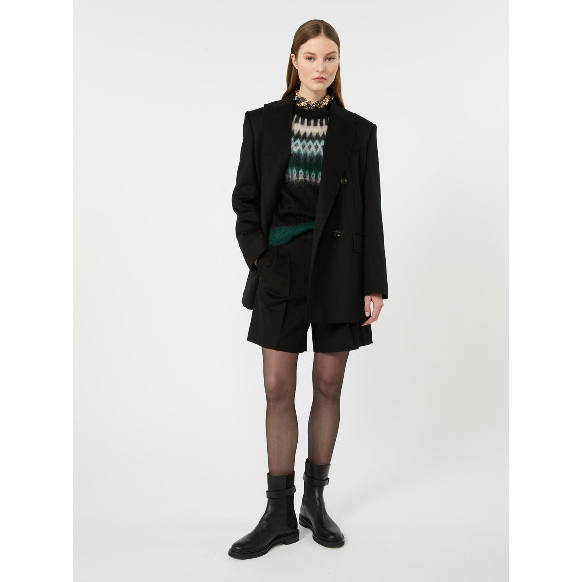 Maglia in lana e mohair Fair Isle - Nero Verde MSTGLASSA 003 MAX MARA STUDIO 