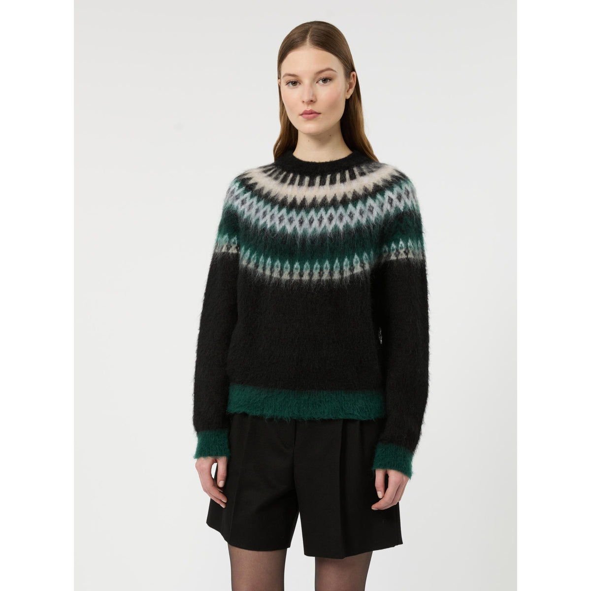 Maglia in lana e mohair Fair Isle - Nero Verde MSTGLASSA 003 MAX MARA STUDIO 