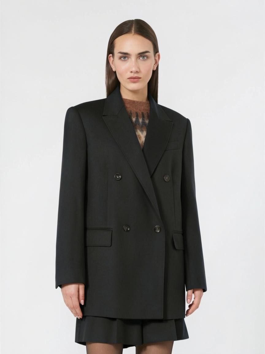 STUDIO<BR/>Blazer in drap di lana - Nero MSTHOBBY 003 MAX MARA STUDIO 