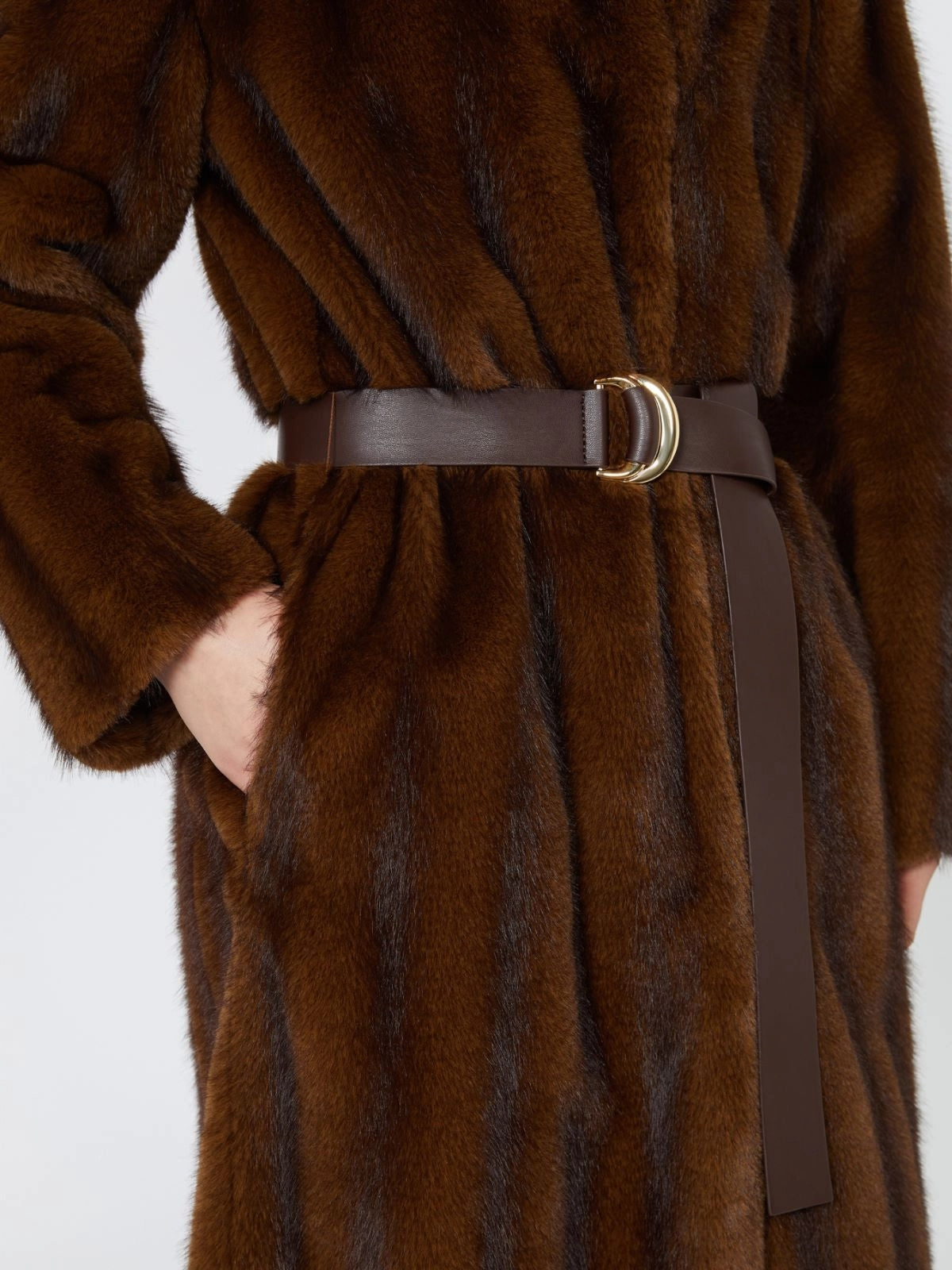 STUDIO<BR/>Cappotto lungo dalla texture soffice - Visone MSTORMA 001 MAX MARA STUDIO 