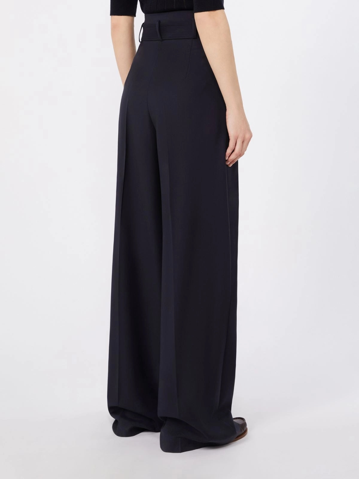 STUDIO<BR/>Pantalone a vita alta in tela di lana - Blu MSTSERIO 008 MAX MARA STUDIO 