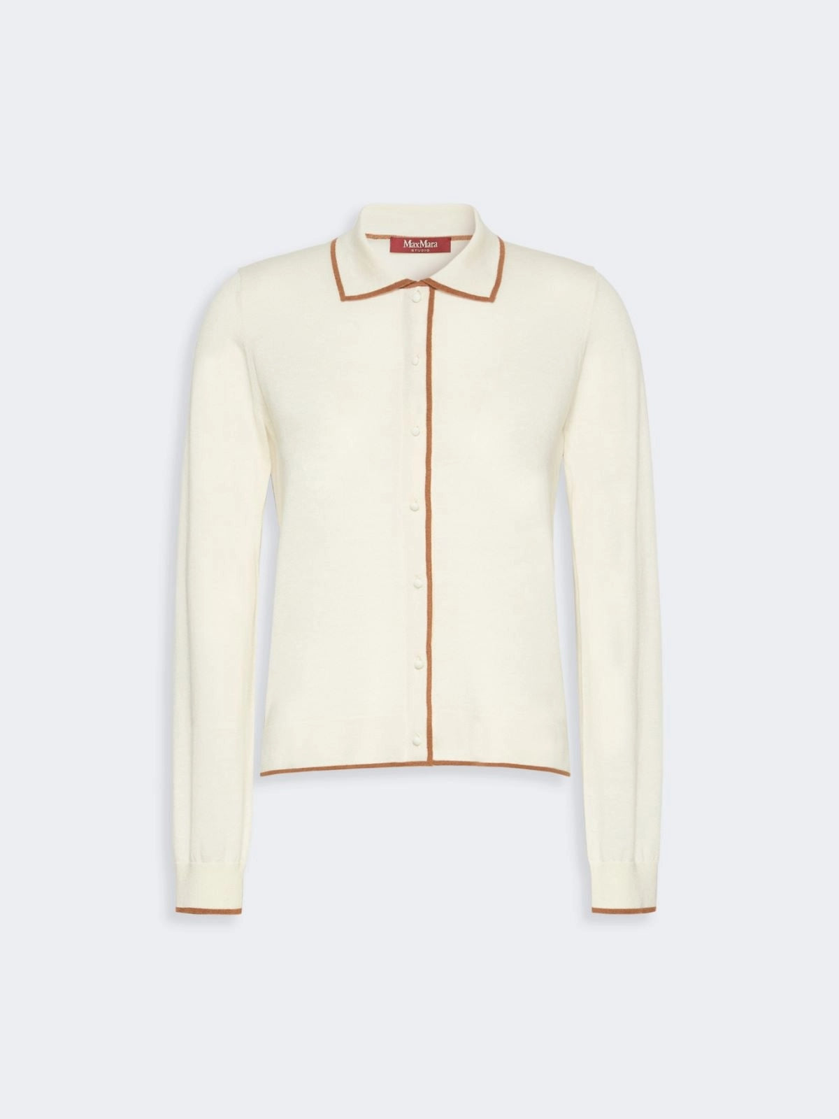 STUDIO<BR/>Cardigan in filato di lana e seta - Bianco Cammello MSTTARGA 012 MAX MARA STUDIO 